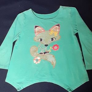 Sequined Fox Teal Shirt (size 24m)